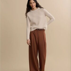 Jenni Kayne Cashmere Fisherman Sweater Oatmeal XS